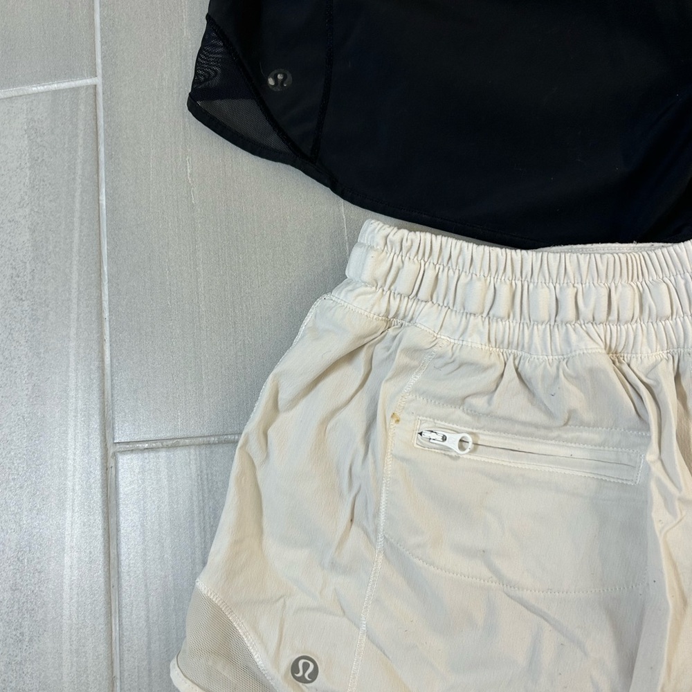 Lululemon Black and Cream Athletic Shorts